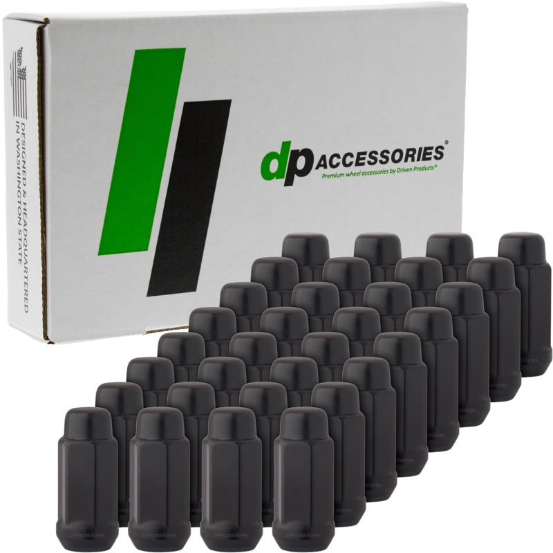 DPAccessories Black M14x1.50 Lug Nuts for Aftermarket Wheels - Closed End XL Bulge Acorn - 48mm (1.9"") Tall - 19mm (3/4"") Hex - Set of 32 - LCB4B8HE2BK04032 - Image 1
